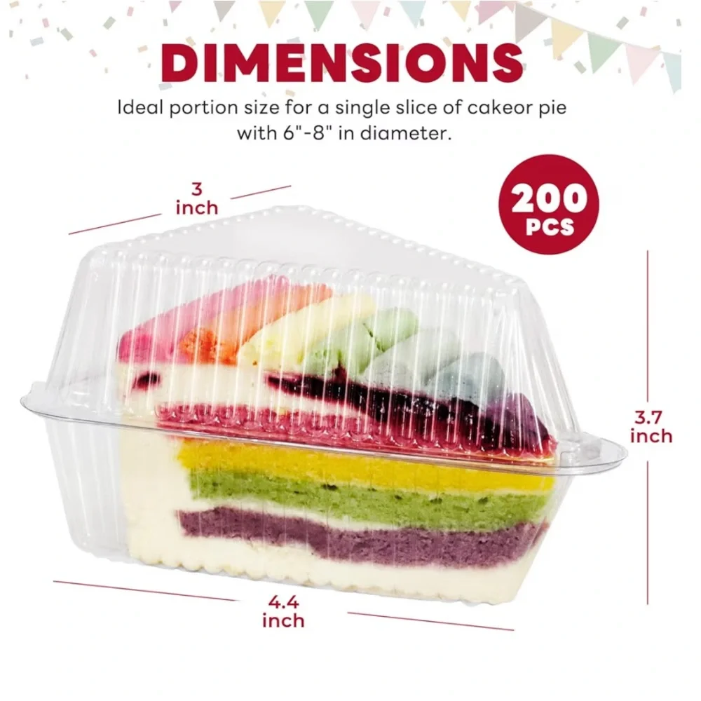 200 Pcs Individual Cake Slice Containers